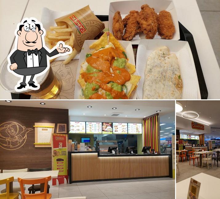 The photo of Pollo Campero’s interior and food