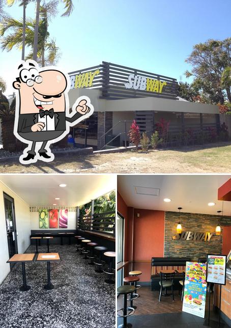 The picture of interior and exterior at Subway
