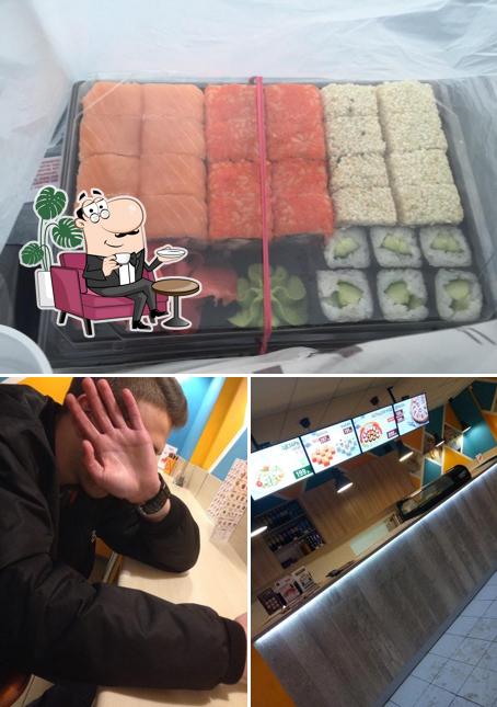 Observa las fotografías que hay de interior y comida en Суши Wok