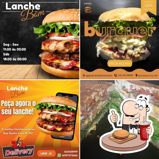 Hambúrguer em Lanche Bom e pizzaria