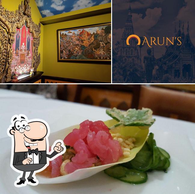 This is the picture depicting exterior and food at Arun's Thai Restaurant