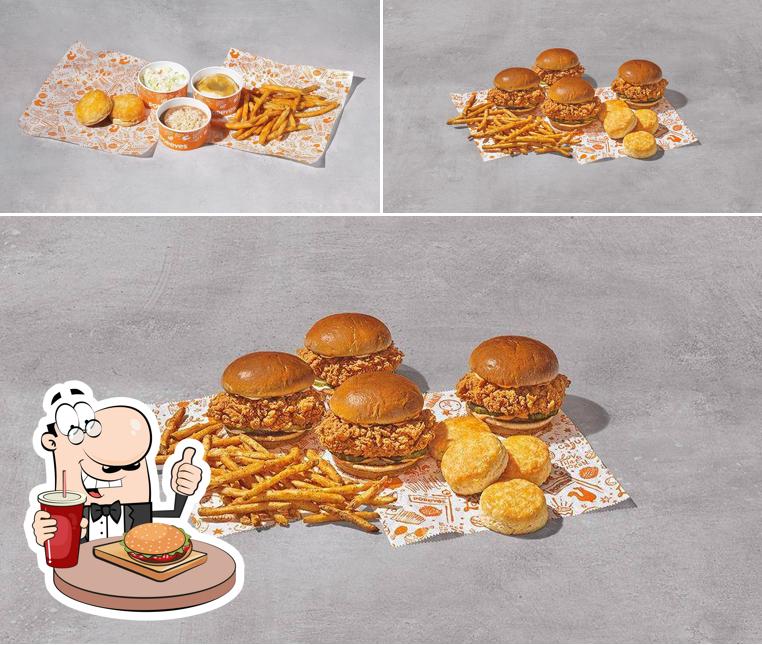 Try out a burger at Popeyes Louisiana Kitchen