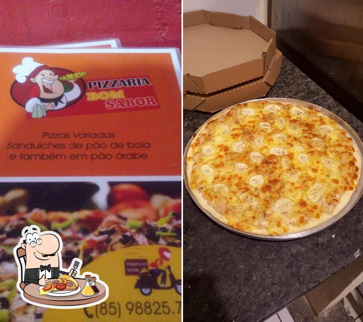 Escolha pizza no Pizzaria Bom Sabor