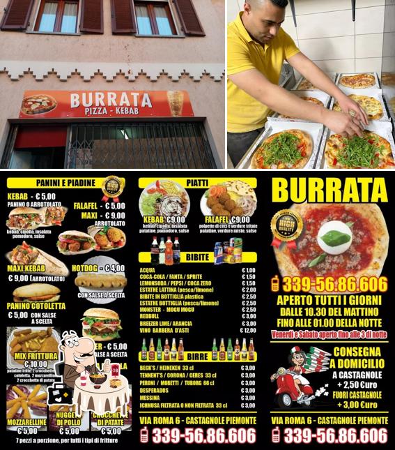 Tra le varie cose da Burrata pizzeria - kebab si possono trovare la cibo e interni