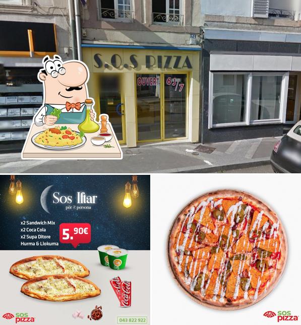 Voici la photo affichant la nourriture et intérieur sur SOS Pizzas