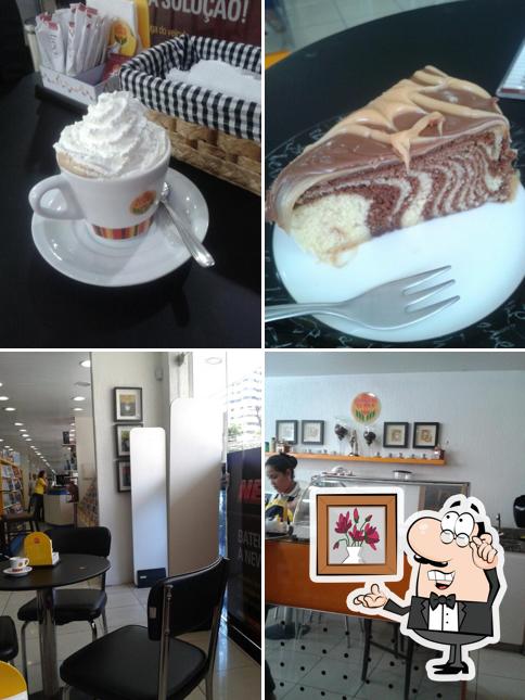 A ilustração da interior e comida no Café com Vídeo