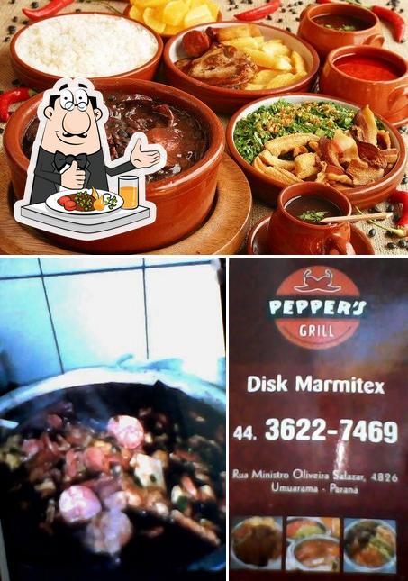 Entre diferentes coisas, comida e interior podem ser encontrados no Pepper's Grill