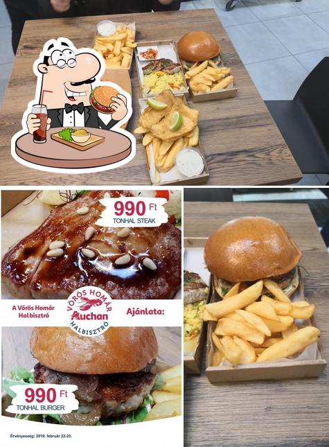 Prueba una hamburguesa en Vörös Homár Halbisztró Budaörs