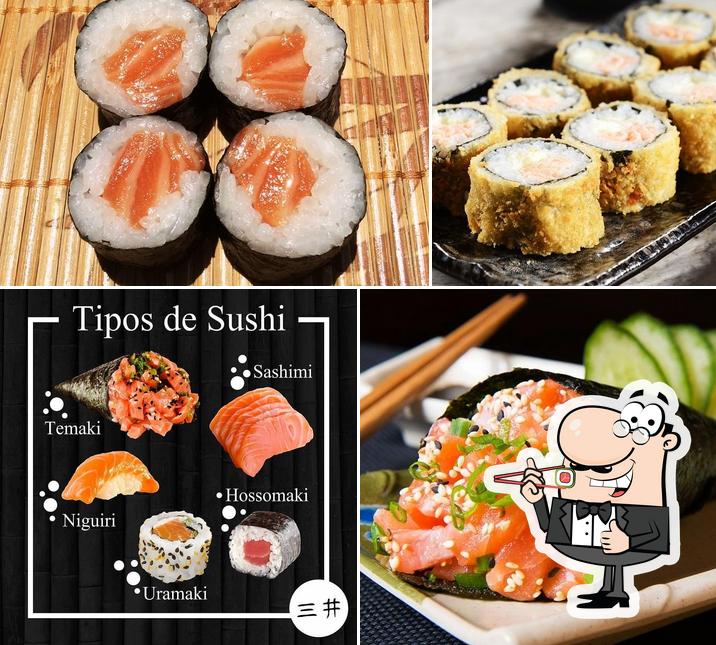 Rolos de sushi são servidos no San Temakeria Hortolândia SP