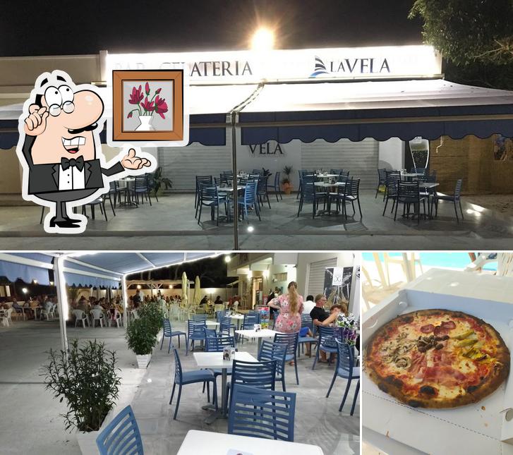 Guarda la immagine che presenta la interni e pizza di La Vela marina di lizzano