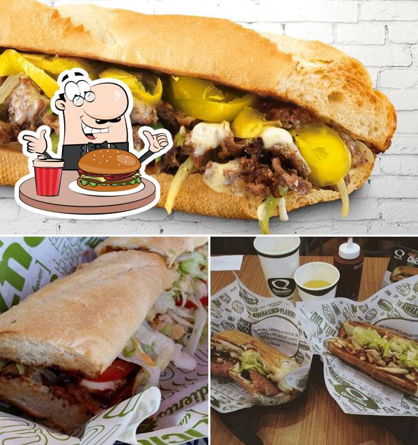 Try out a burger at Quiznos