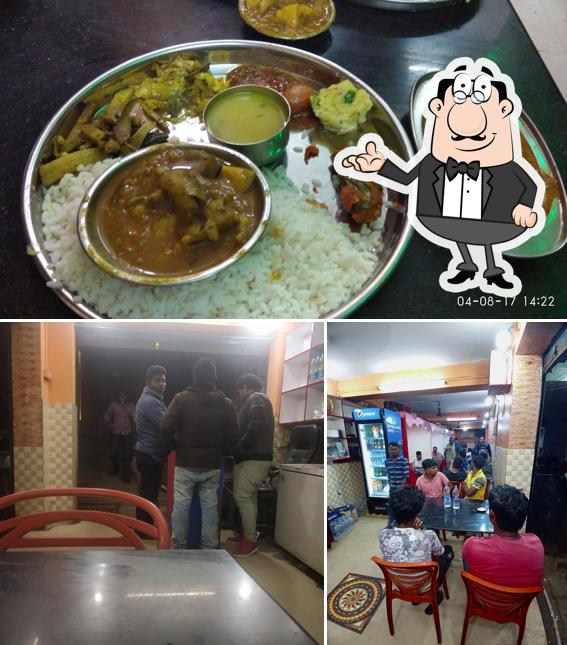 Among various things one can find interior and food at Modak hotel and restaurant
