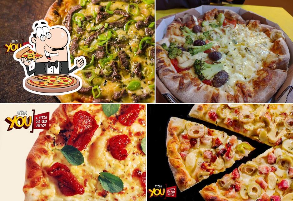 Escolha diferentes variedades de pizza