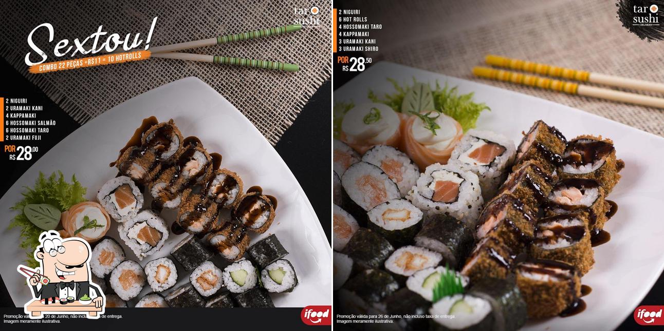 Rolos de sushi são oferecidos por Taro Sushi Birigui