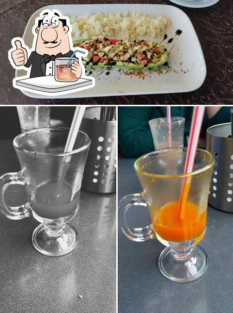 Check out the picture showing drink and food at Шале