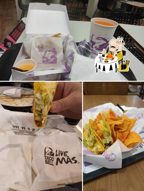 A ilustração da comida e bebida no Taco Bell