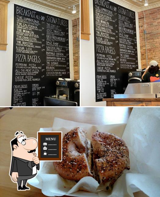 The photo of blackboard and food at Park Bros. Bagels & Coffee
