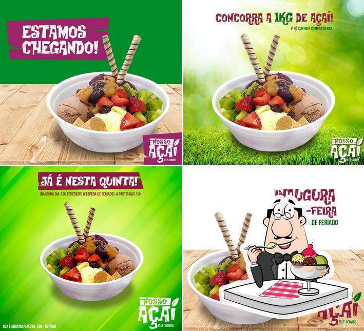 Nosso Açaí provê uma escolha de pratos doces