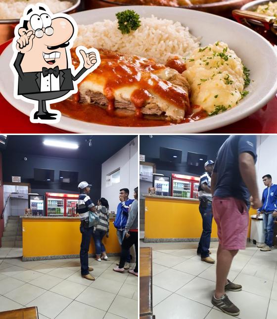 Dê uma olhada a imagem mostrando interior e comida no Big Lanches e Restaurante