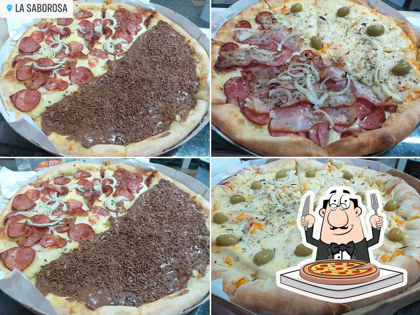 No La Saborosa Pizzaria, você pode provar pizza