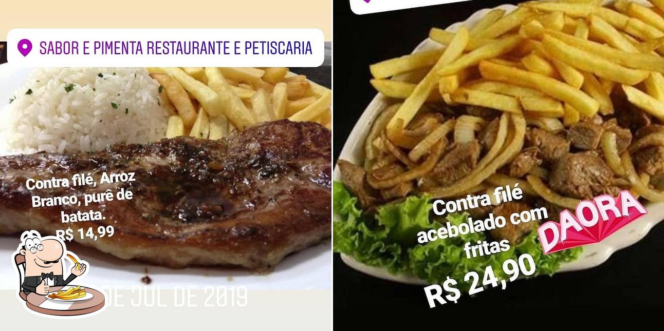 Peça batatas fritas no Sabor e Pimenta Restaurante e Petiscaria