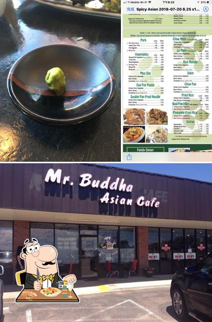 This is the picture displaying food and exterior at Mr. Buddha Asian Cafe