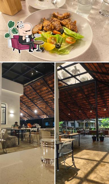 The restaurant's interior and food