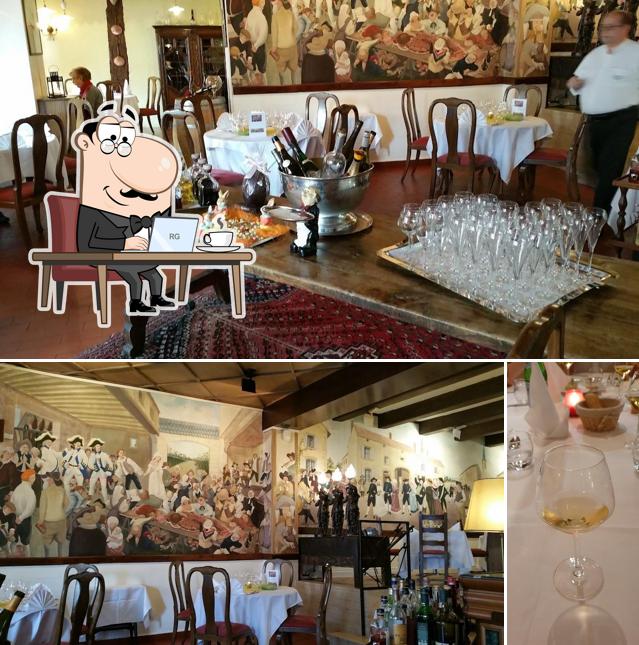 La intérieur et vin du restaurant