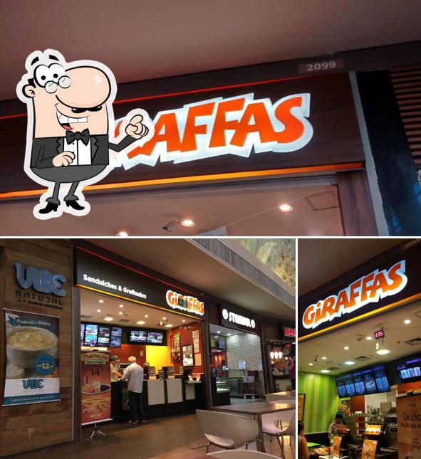 A ilustração do Giraffas’s interior e exterior