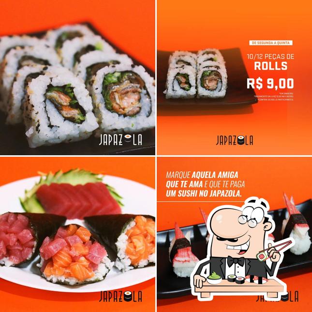 Rolos de sushi são disponibilizados no Japazola