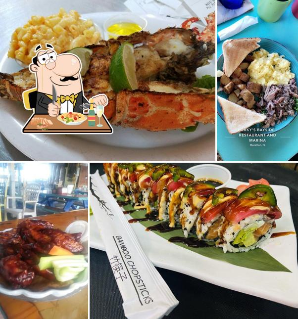 Food at Porky's Bayside Restaurant and Marina