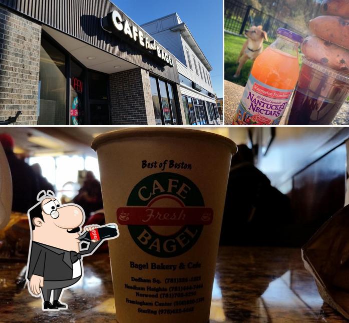 Check out the photo depicting drink and exterior at Cafe Fresh Bagel