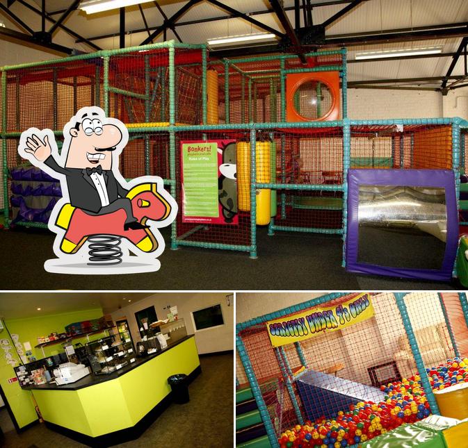 Check out the image showing play area and food at Bonkers Playbarn & Cafe