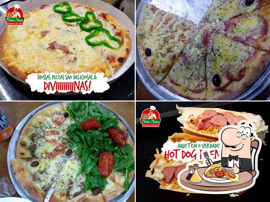 Escolha pizza no Divino Sabor Pizzaria & Lancheria