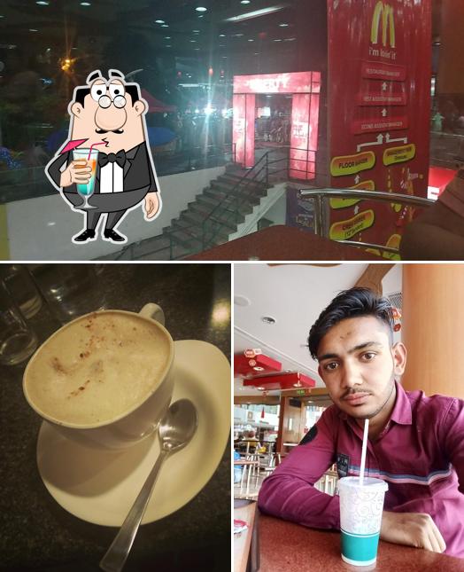 The picture of drink and interior at McDonald’s India