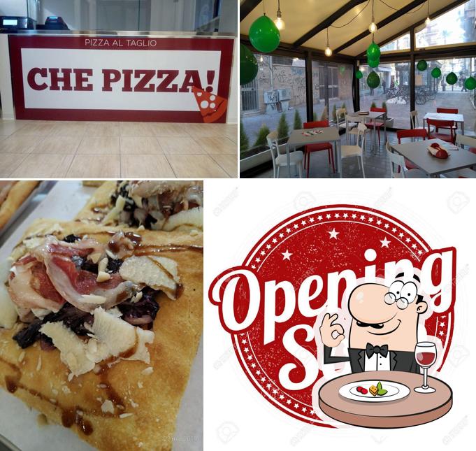 Questa è la immagine che raffigura la cibo e interni di Che Pizza!