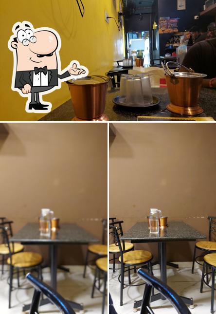 The restaurant's interior and food