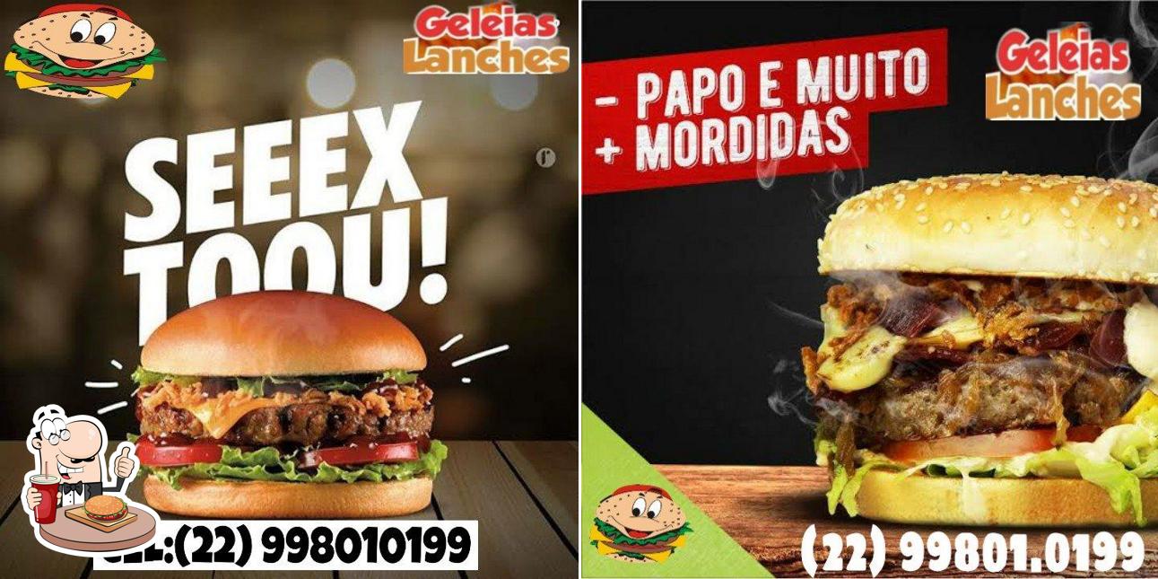 Delicie-se com um hambúrguer no GELEIA'S LANCHES