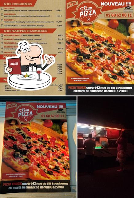 Voici l’image représentant la nourriture et intérieur sur Sam Pizza