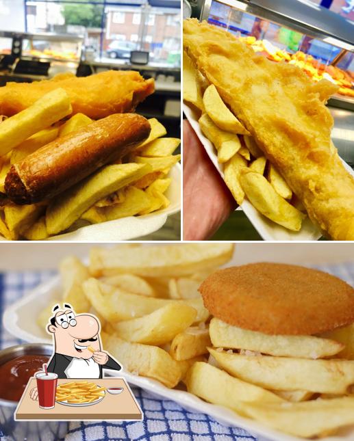 Order French fries at Ocean Blue Kirkby