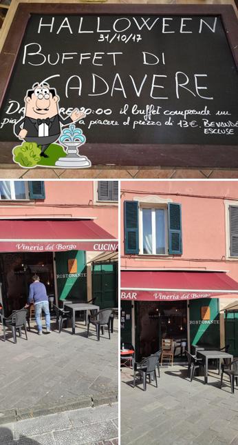 La foto della esterno e lavagna di La Vineria del Borgo
