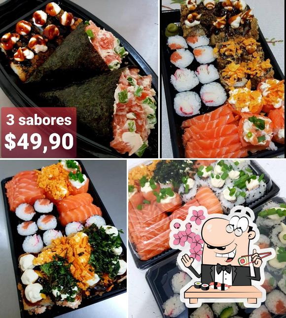 Rolos de sushi são servidos no Sushi Express Delivery - Comida Japonesa em Salto!