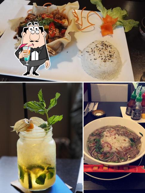 Entre la variedad de cosas que hay en Sushi Le también tienes bebida y comida
