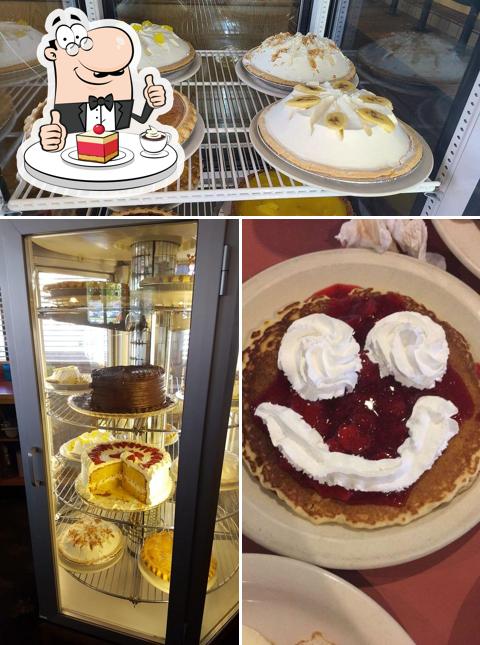 Flo's Farmhouse Cafe provides a selection of desserts