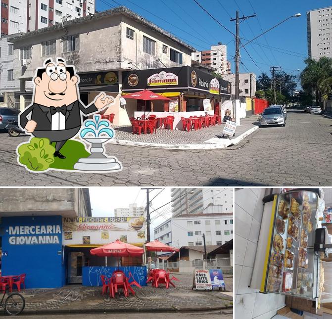 Confira a imagem mostrando exterior e comida a Padaria Giovanna