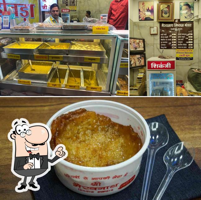 Among various things one can find interior and food at Shri Bhairavnath misthan bhandar (Rabri Guru)