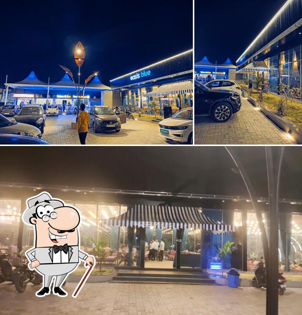 The exterior of Oasis blue Restaurant & Food Court