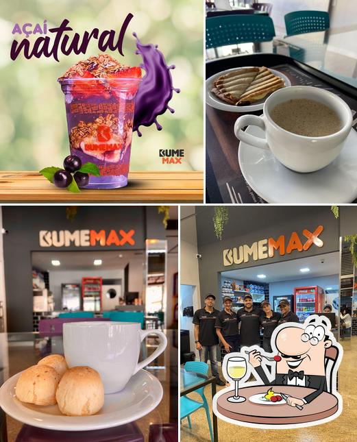 A ilustração da comida e interior no Bumemax Lanchonete Fast-Food em Divino