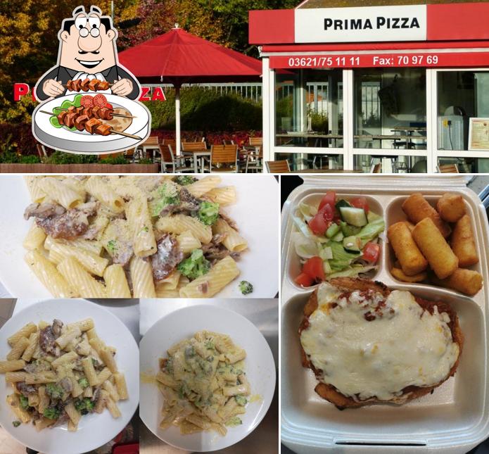 Посмотрите на это изображение, где видны еда и внутреннее оформление в La Prima Pizzeria Gotha