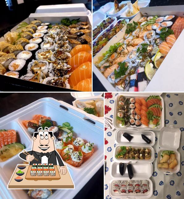 Rolos de sushi são disponibilizados no Sushi Premium Rio das Ostras